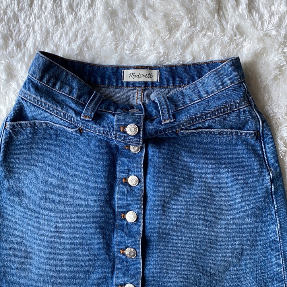 Madewell mini skirt stretch denim A-line size 25 - Picture 4 of 10